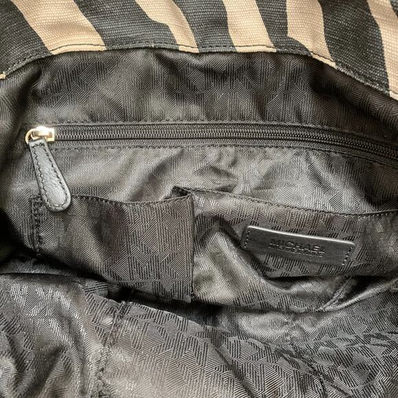MICHAEL KORS X-Large Black/White Zebra Pattern Canvas Beach Tote Leather Trim - Picture 13 of 16